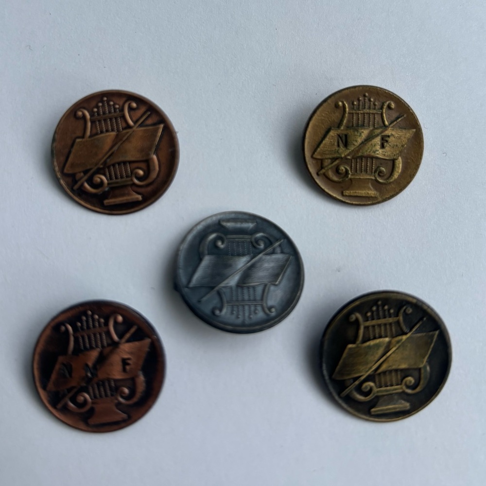 Lot of 5 Vintage Tiny Pins in Bronze Silver and Gold Tones Pre-Worn